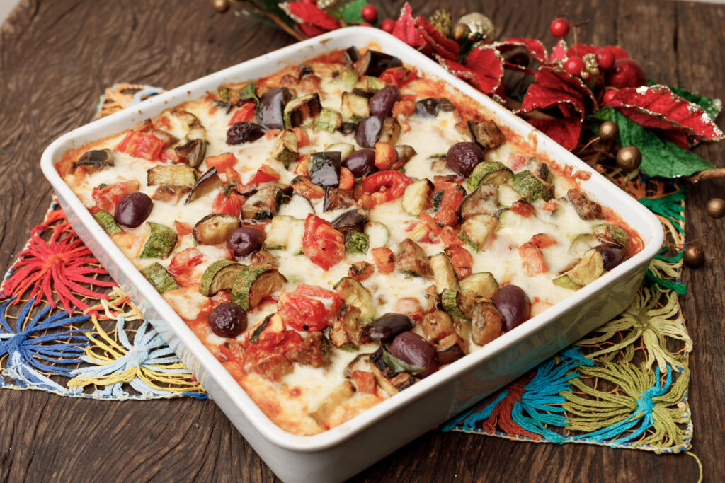 Lasagna mediterrânea do cardápio de encomendas do Quintana Gastronomia para a Ceia de Natal 2025 em Curitiba.